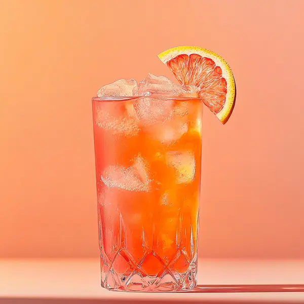 A photo of the Ruby Rattler cocktail containing Freshly squeezed ruby grapefruit juice, Aperol Aperitivo, Milagro Reposado Tequila in a Collins.