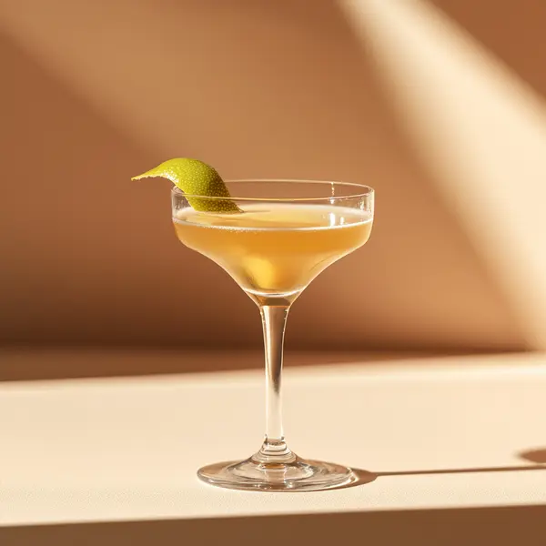 A photo of the Apricot Martini Whirl cocktail containing Beefeater London Dry Gin, Giffard Abricot Du Roussillon, Noilly Prat Dry Vermouth, Freshly squeezed lime juice in a Martini.