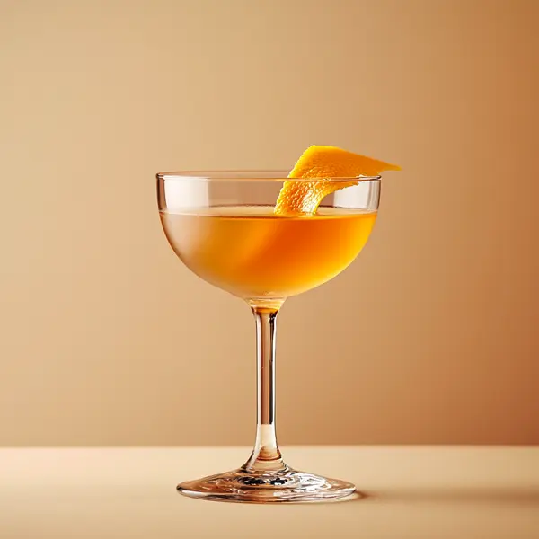 A photo of the Emerald Twirl cocktail containing Jameson Irish Whiskey, Lillet Blanc Aperitif, Giffard Triple Sec, Angostura Orange Bitters in a Coupe.