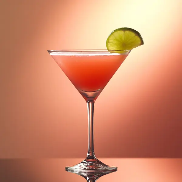A photo of the Blanco Splash cocktail containing Planteray 3 Stars White Rum, Giffard Triple Sec, Liber & Co. Real Grenadine, Freshly squeezed lime juice in a Martini.