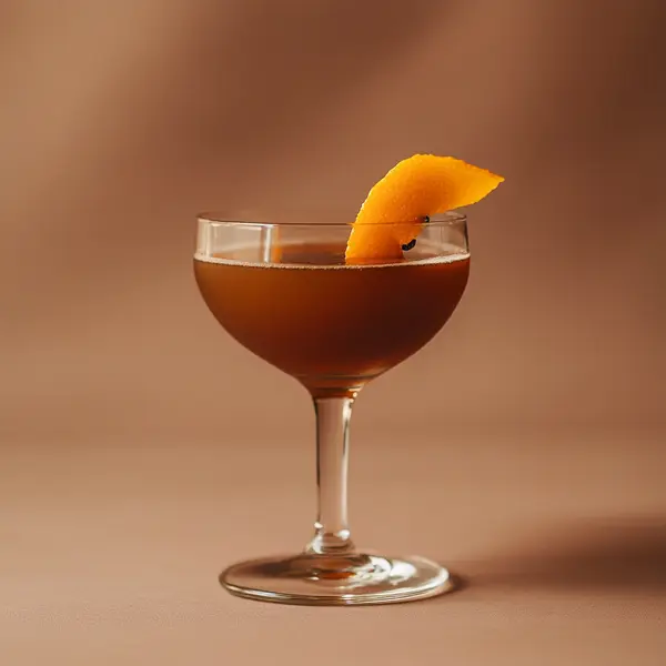 A photo of the Clove & Smoke Cordial cocktail containing Clove, Hennessy V.S. Cognac, Mandarine Napoleon Liqueur, Ardbeg 10 Year Islay Single Malt Scotch, Angostura Cocoa Bitters in a Coupe.