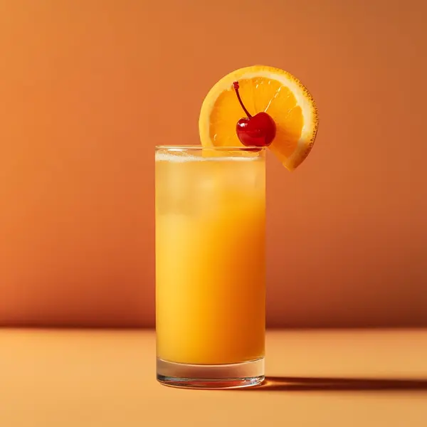 A photo of the Vesper's Island Breeze cocktail containing Ketel One Vodka, Strega Liquore, Noilly Prat Dry Vermouth, Fresh pressed pineapple juice, Freshly squeezed orange juice in a Collins.