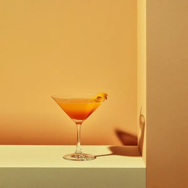 A photo of the Orange Enchantment Martini cocktail containing Ketel One Vodka, Freshly squeezed orange juice, Beefeater London Dry Gin, Pernod Absinthe, Liber & Co. Real Grenadine in a Martini.