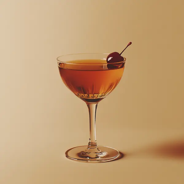 A photo of the Cognac Cherry Flip cocktail containing Hennessy V.S. Cognac, Martini & Rossi Rosso Sweet Vermouth, Pierre Ferrand Dry Curaçao, Angostura Aromatic Bitters in a Coupe.