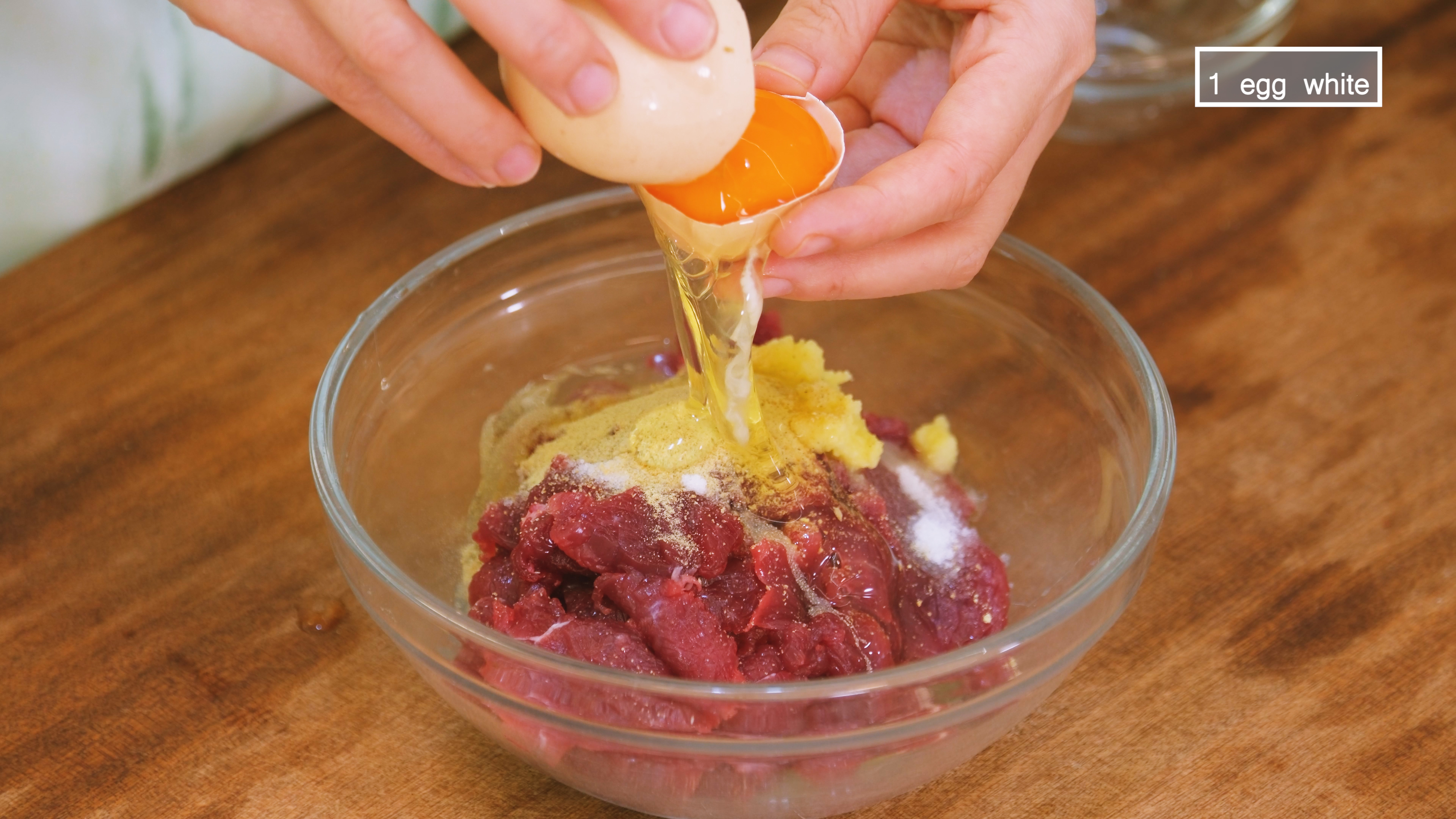 Image of Marinate the beef with 2.5 tsp of salt, 2 tsp...