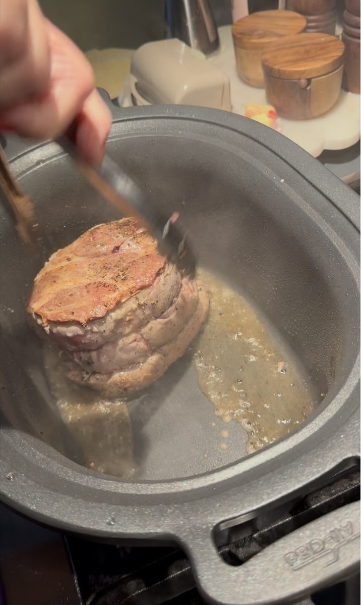 Image of Heat a large Dutch oven or crock pot insert. Season...