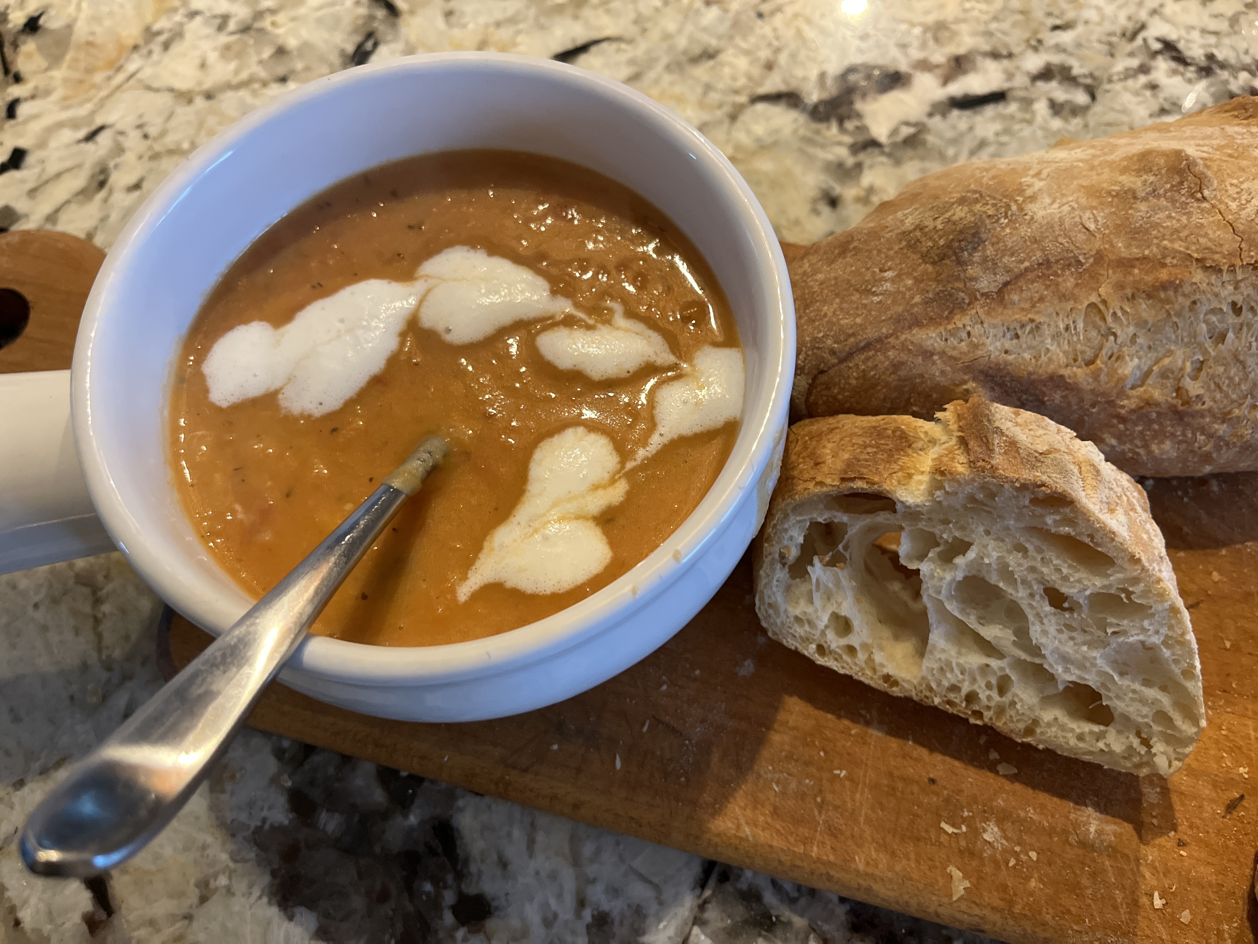 Image of Serve warm with a nice warm baguette or croutons. 