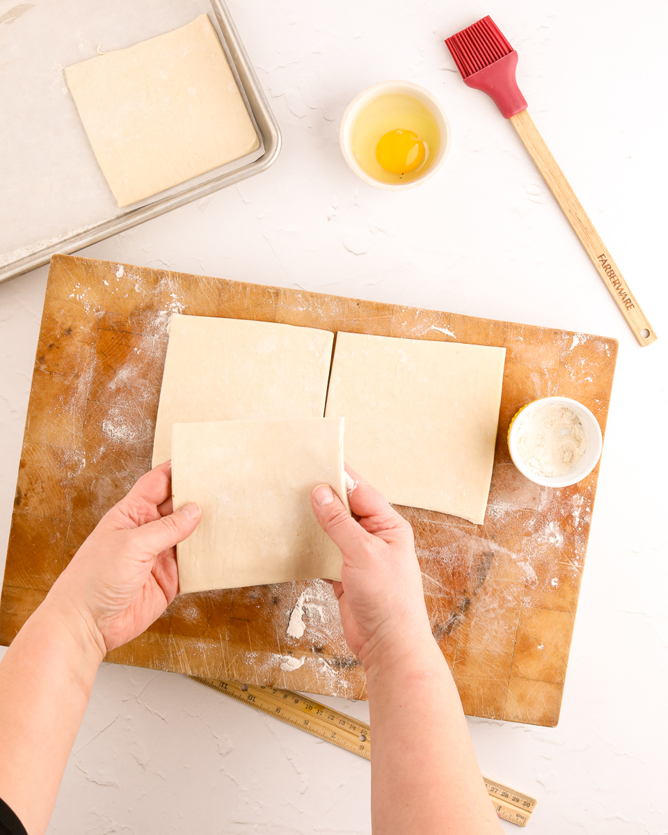 Image of Lightly dust your work surface with flour, place one sheet...