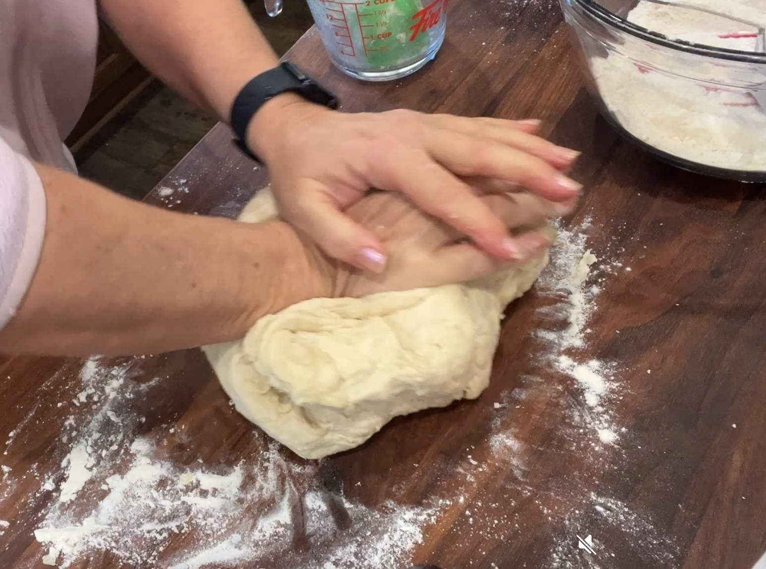 Image of Remove dough from the bowl and continue to knead for...