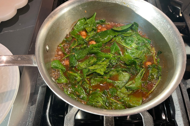 Image of Add chopped spinach and stir until spinach has wilted. Taste...