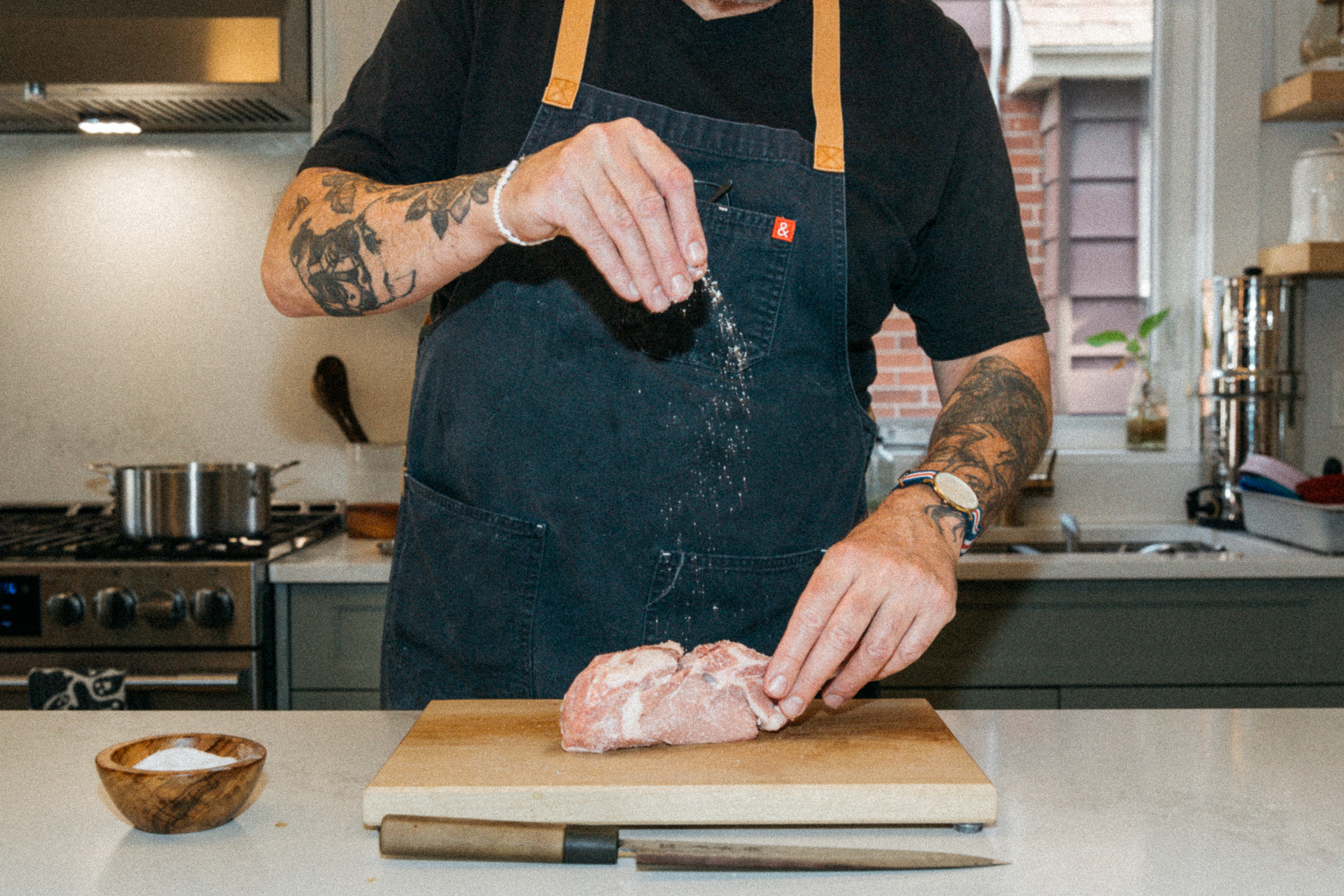 Image of Season the VealPat the veal tomahawk dry with paper towel....