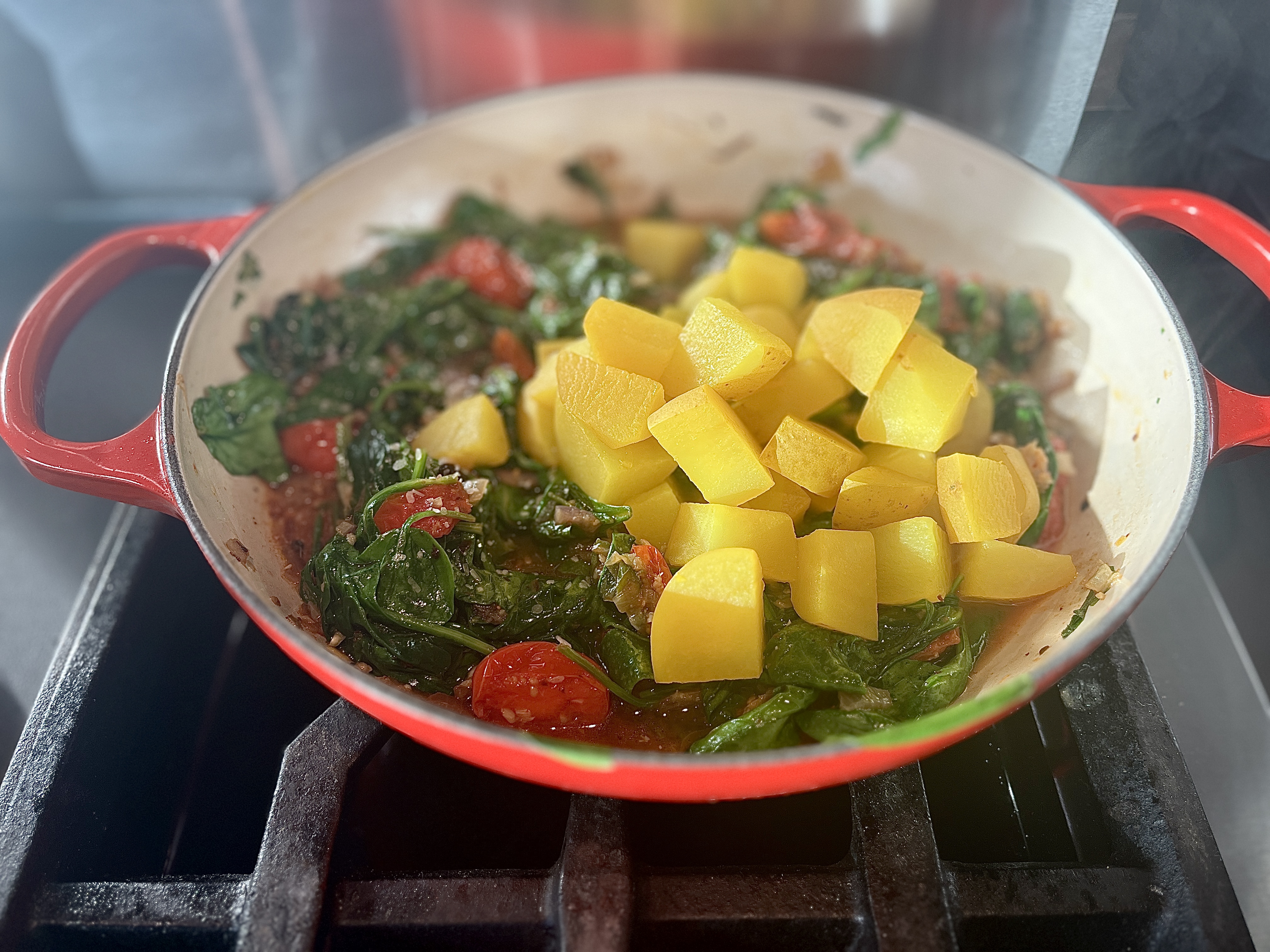 Image of When potatoes are finished cooking, drain the water and add...