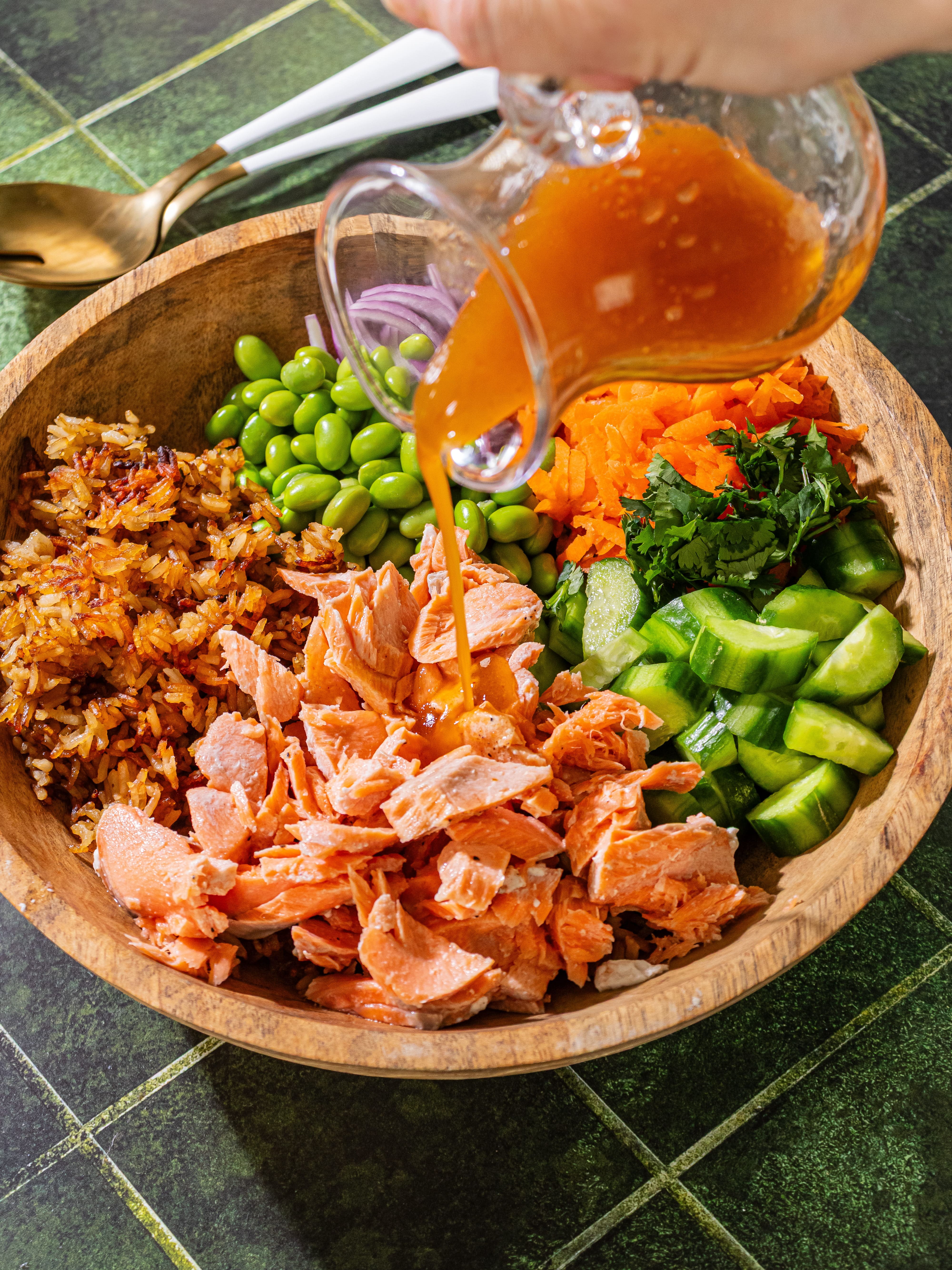 Image of Whisk together ingredients for dressing. Pour over salad. Toss gently...