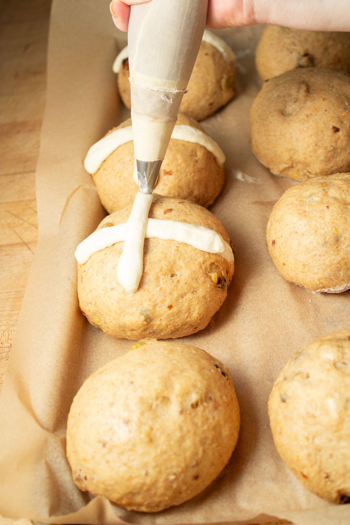 Image of Spoon into a 3mm piping bag. Pipe cross on the...