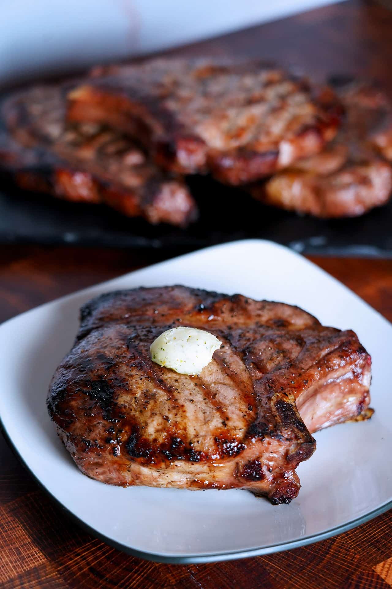 Dry Rubbed Pork Chop with Compound Butter