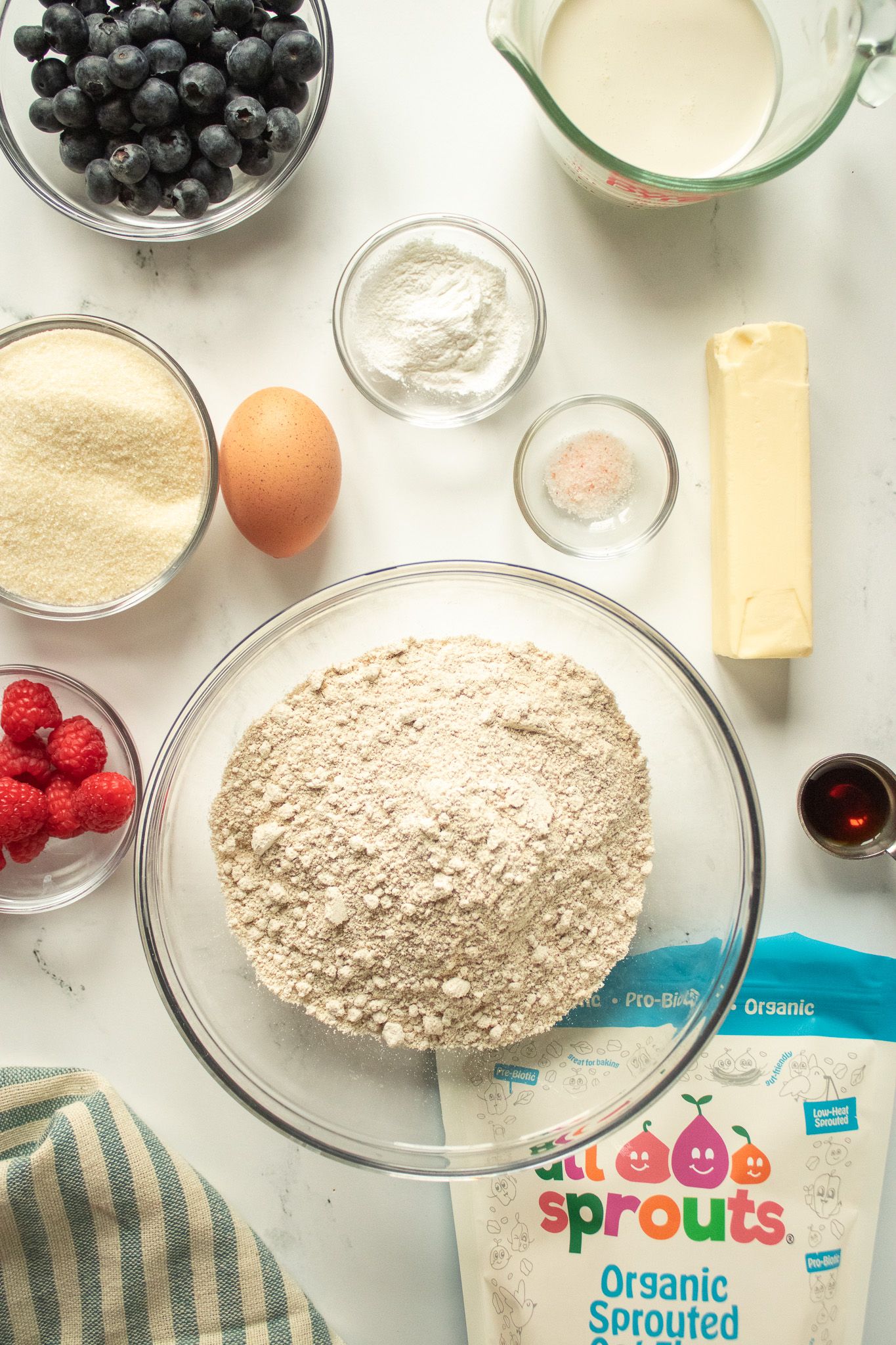 Image of Mix together flour, sugar, salt, and baking powder together in...