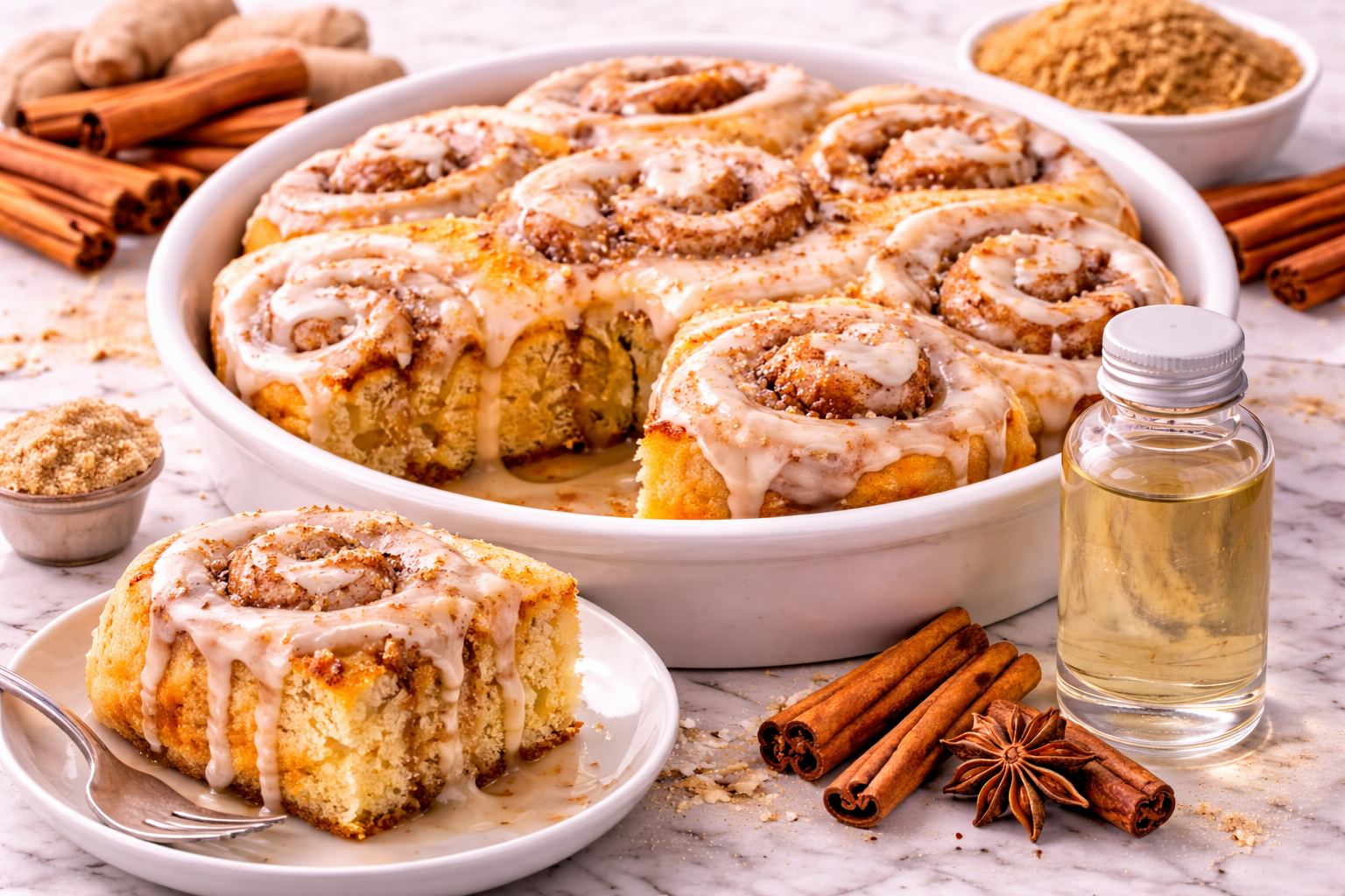 Ultimate Cinnamon Extract‑Infused Cinnamon Roll Cake – Warm, Moist & Heavenly