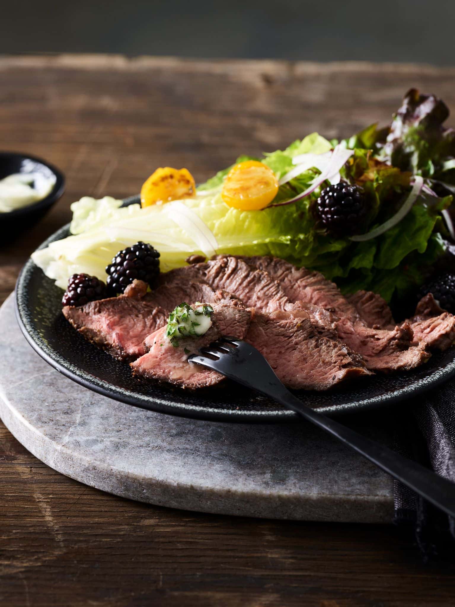 Smoked Beef Flat Iron with Herbed Butter
