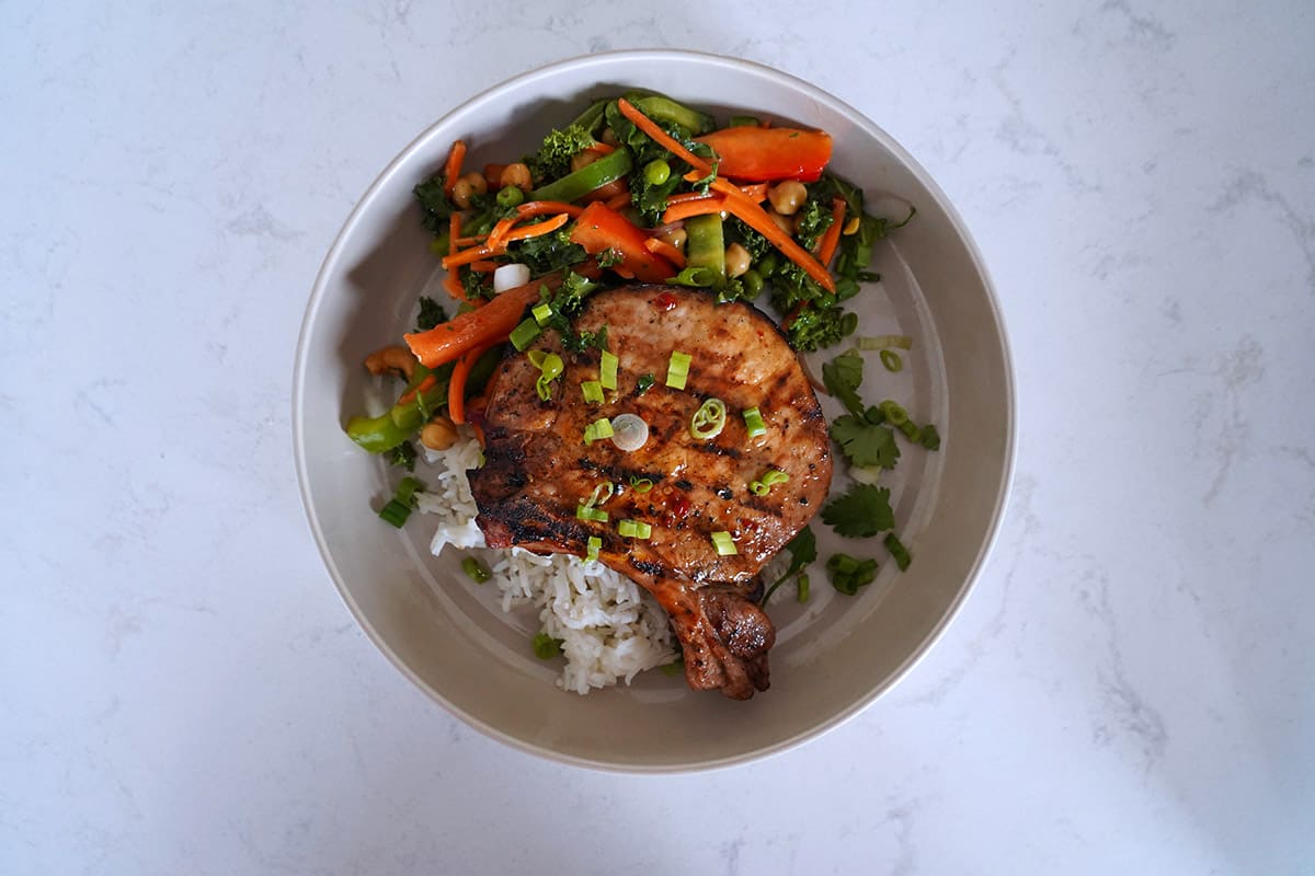Thai Sweet Chili Pork Chops with Chopped Salad