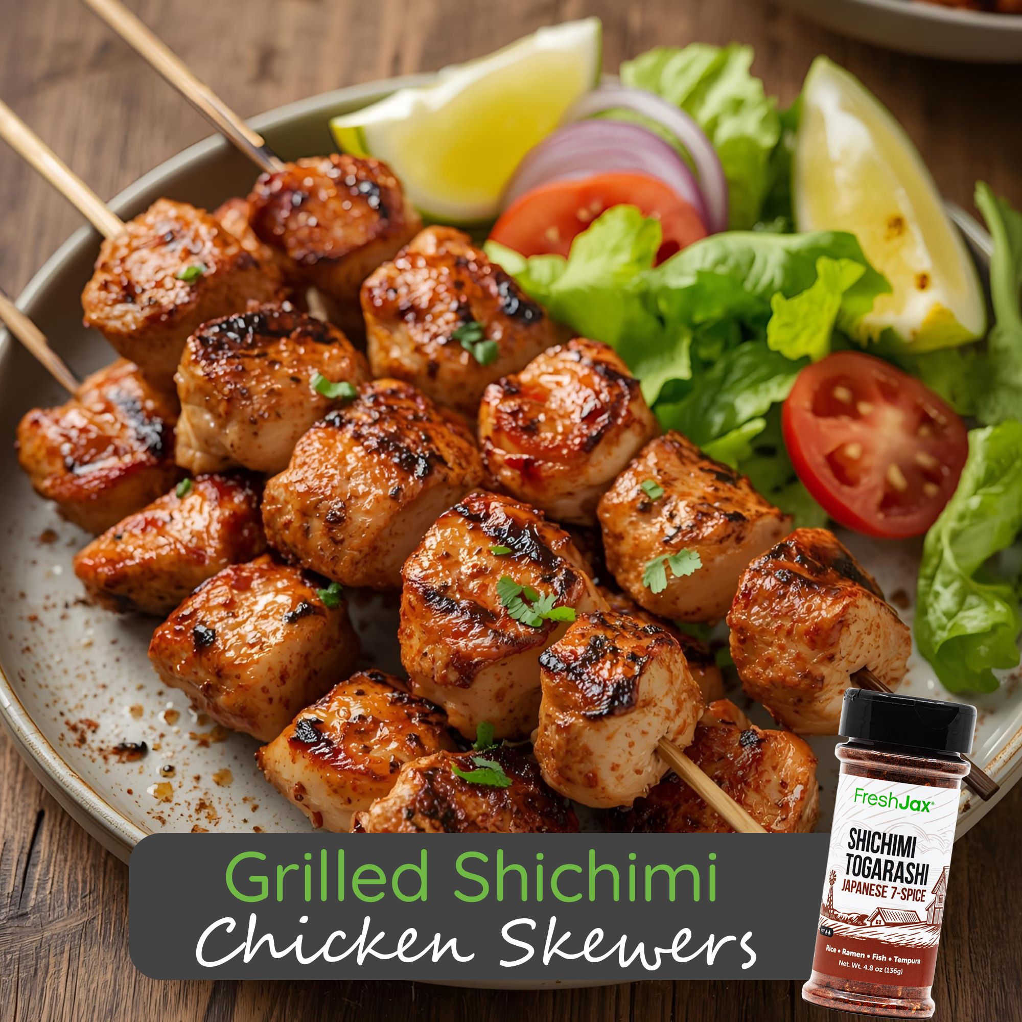 Grilled Shichimi Chicken Skewers