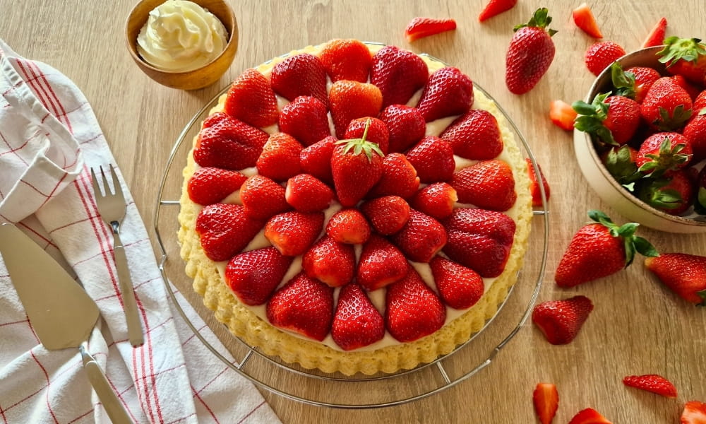Veganer Erdbeerkuchen mit Pudding | Wie bei Oma