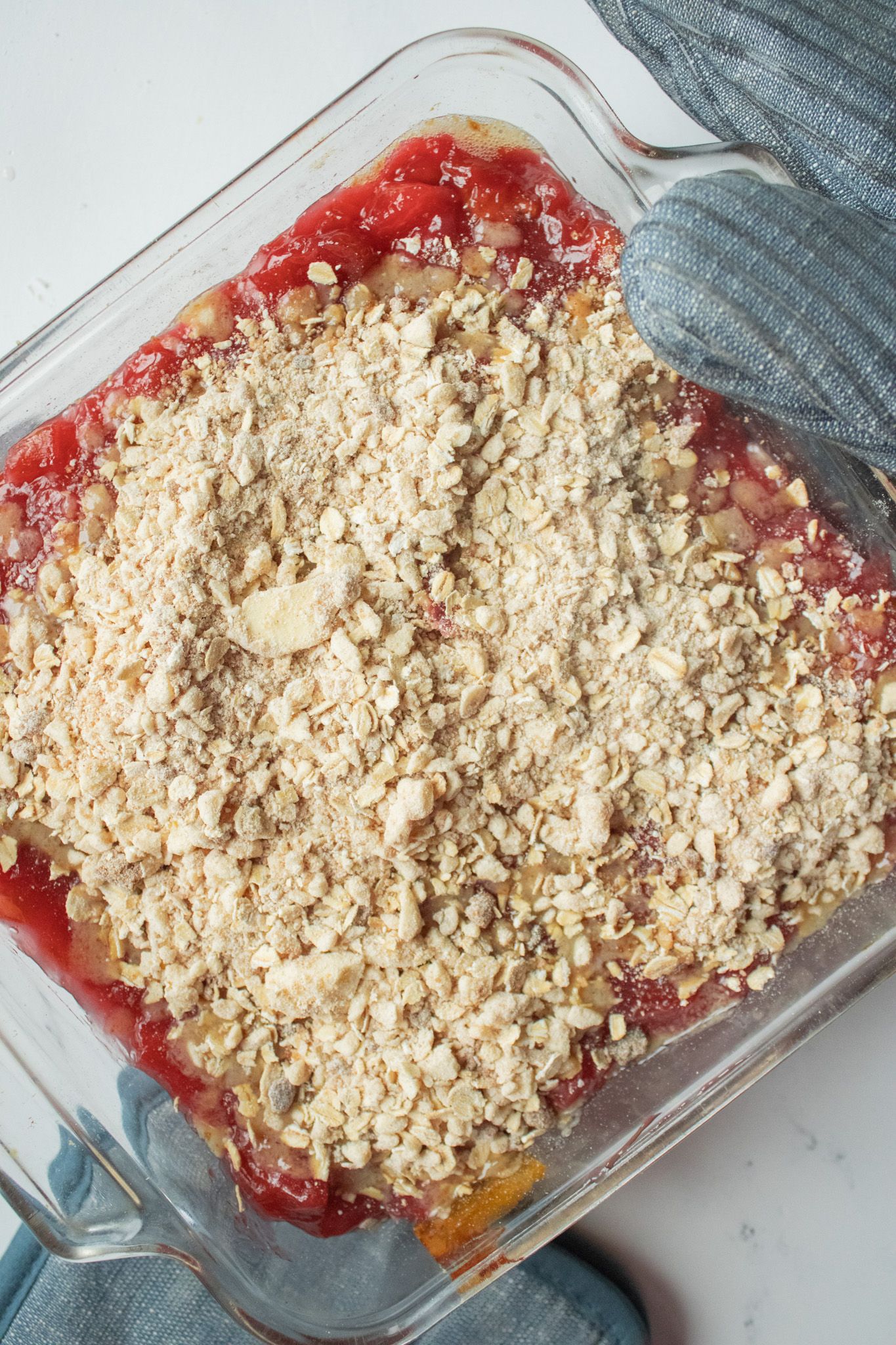 Image of In a 9 x 13 pan, lightly greased. Put half...