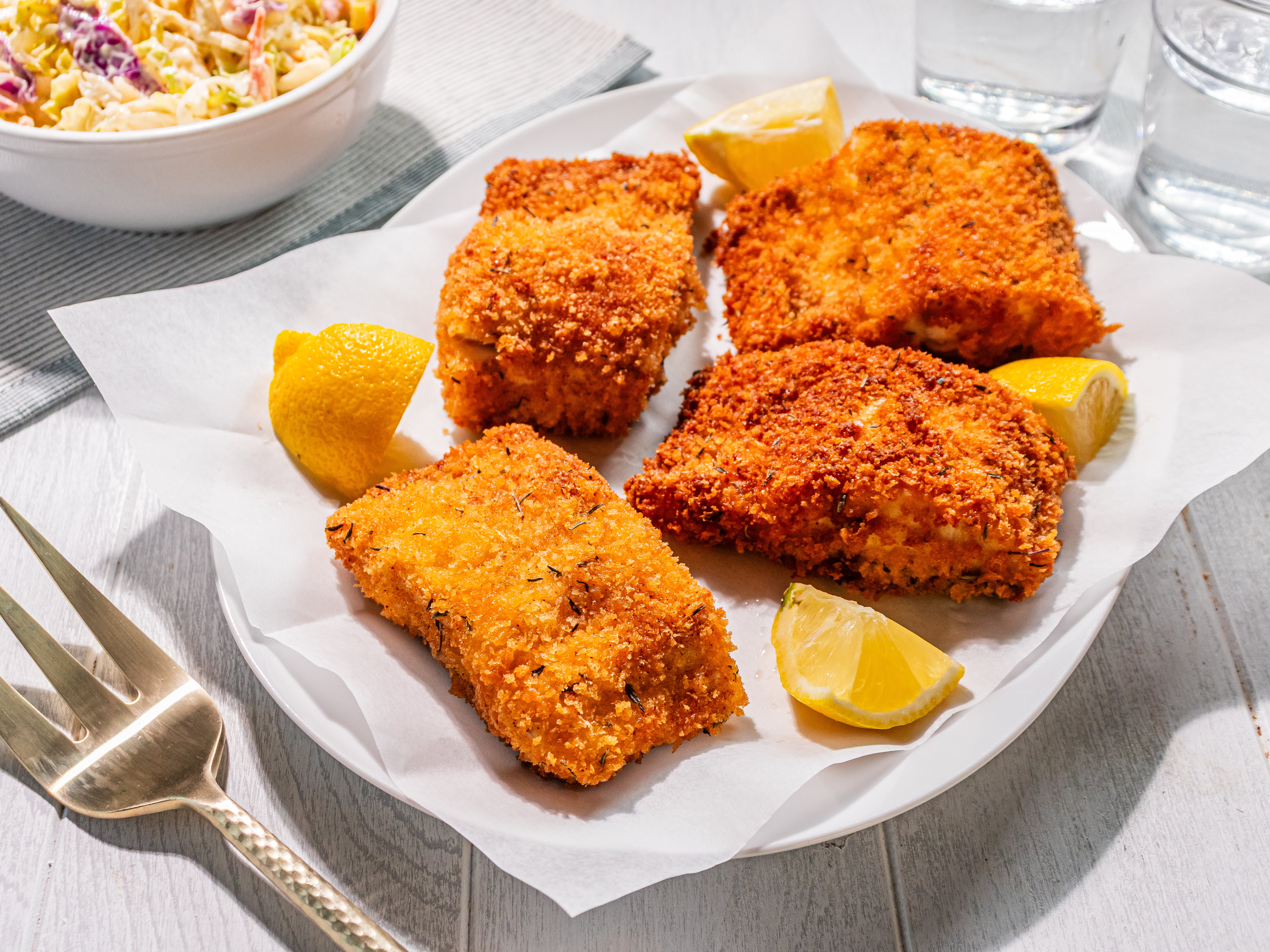 Image of Serve warm with lemon wedges.