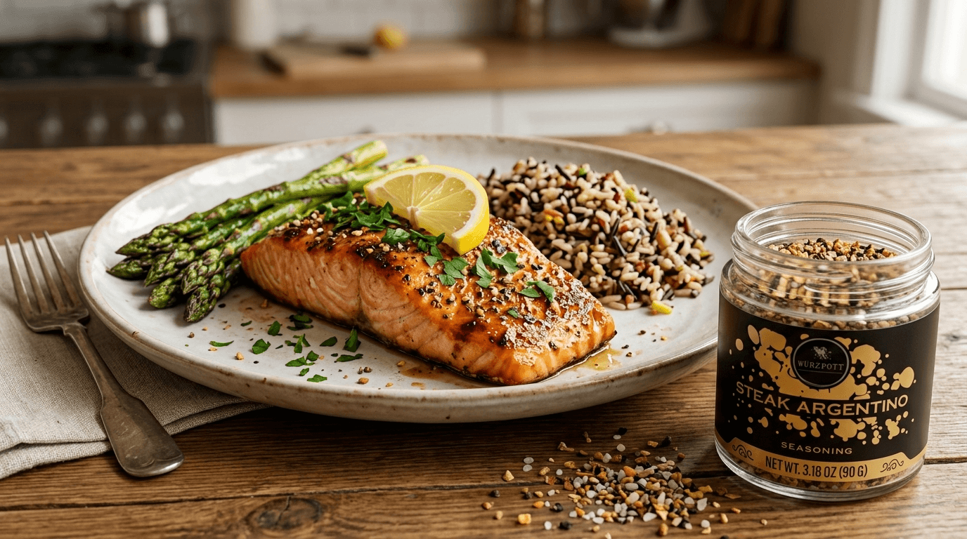 Maple Glazed Salmon with Wurzpott Steak Argentino