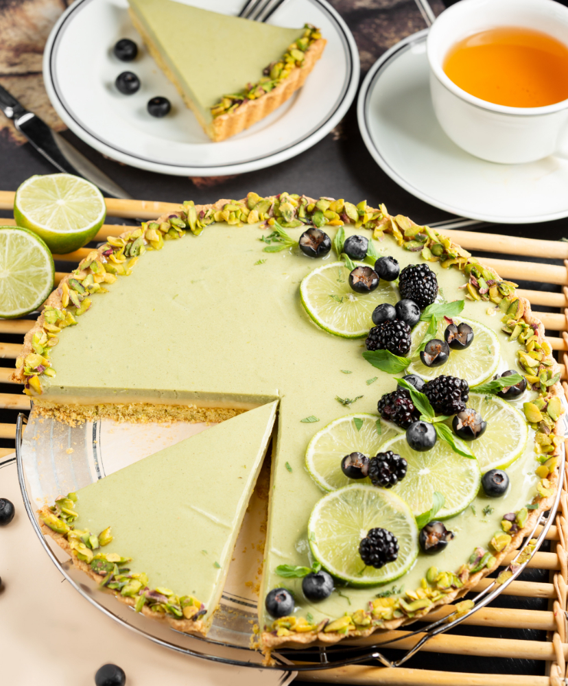 Vegan No-Bake Lime & Pistachio Millet Cheesecake