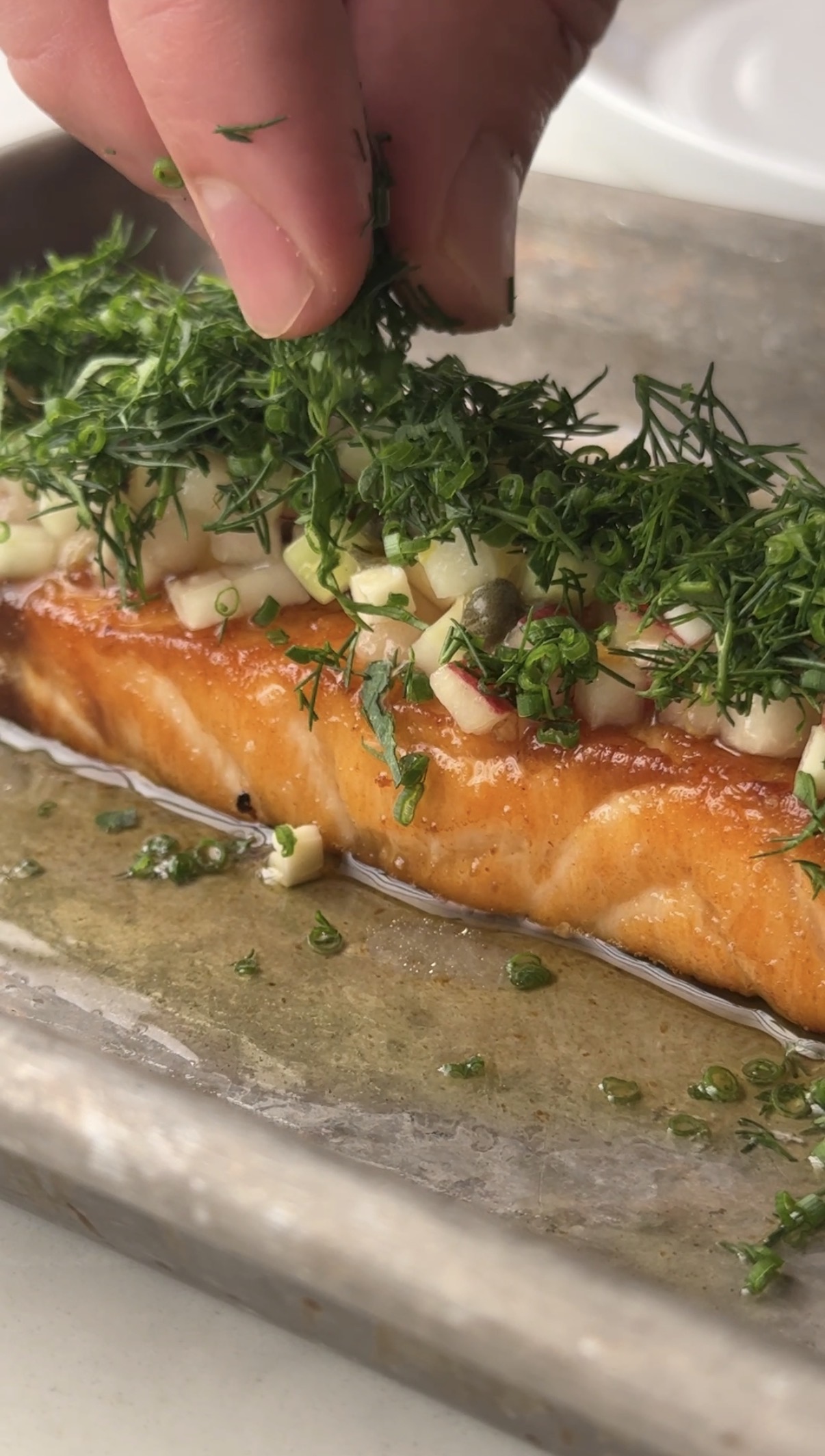 Image of Pour the brown butter over the salmon, and garnish with...