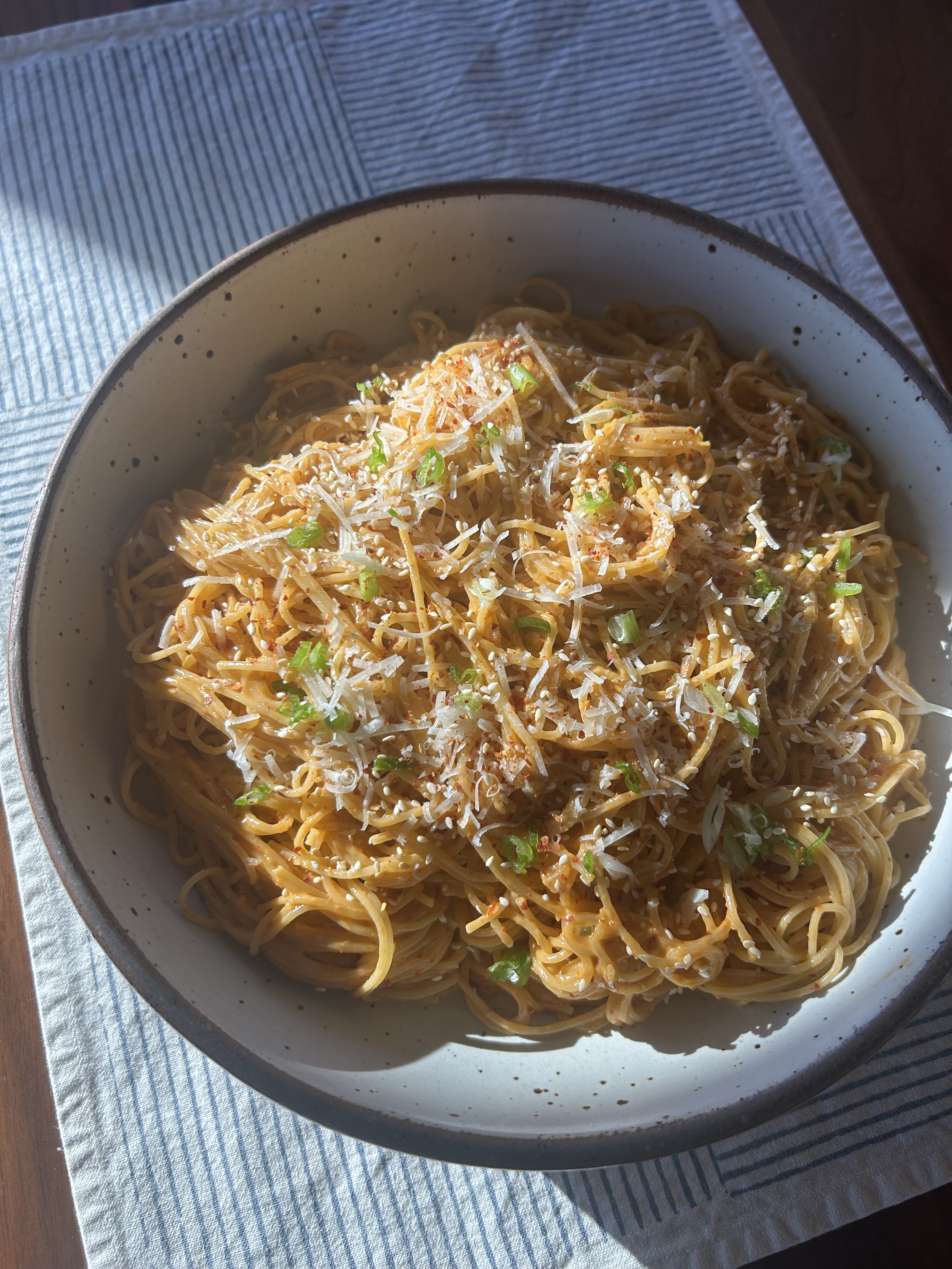 Korean Rosé Carbonara Noodles