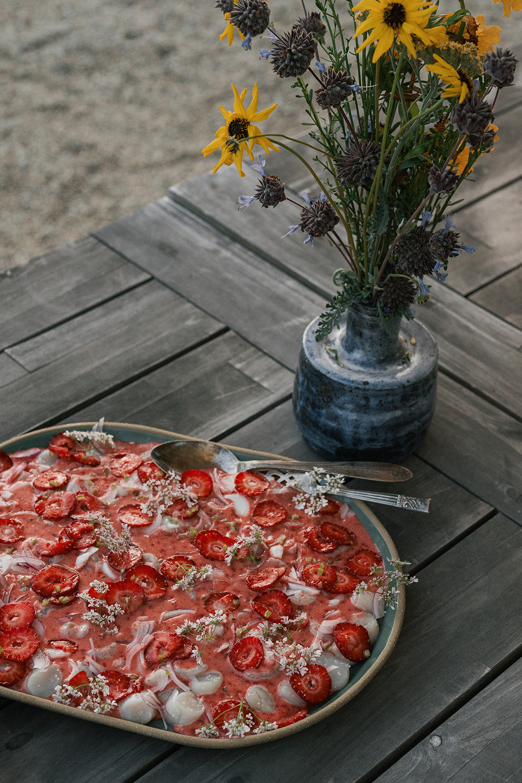 Image of Finish - garnish with edible flowers and flaky sea salt.