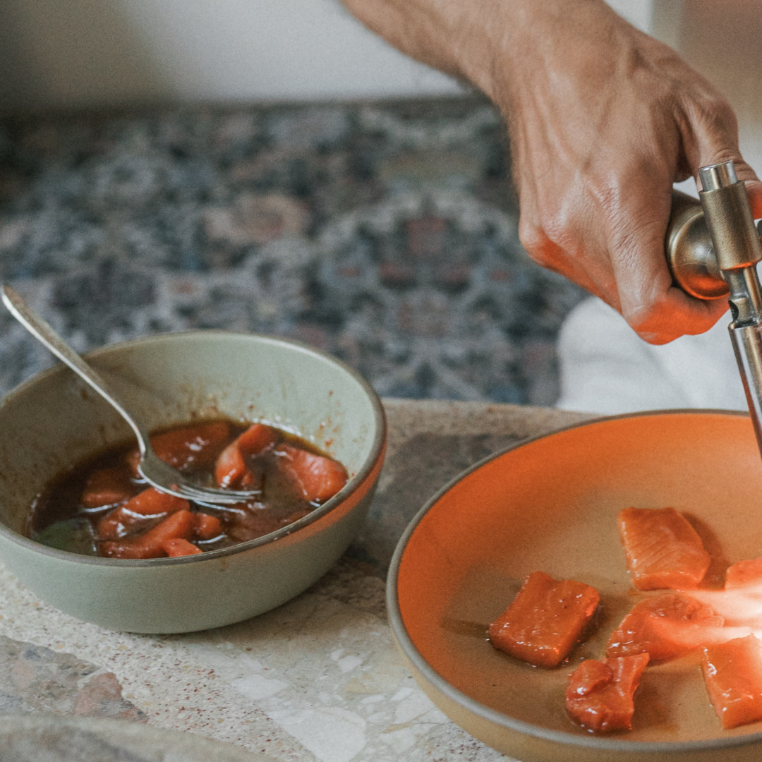 Image of Place the king salmon fillets in a shallow dish and...