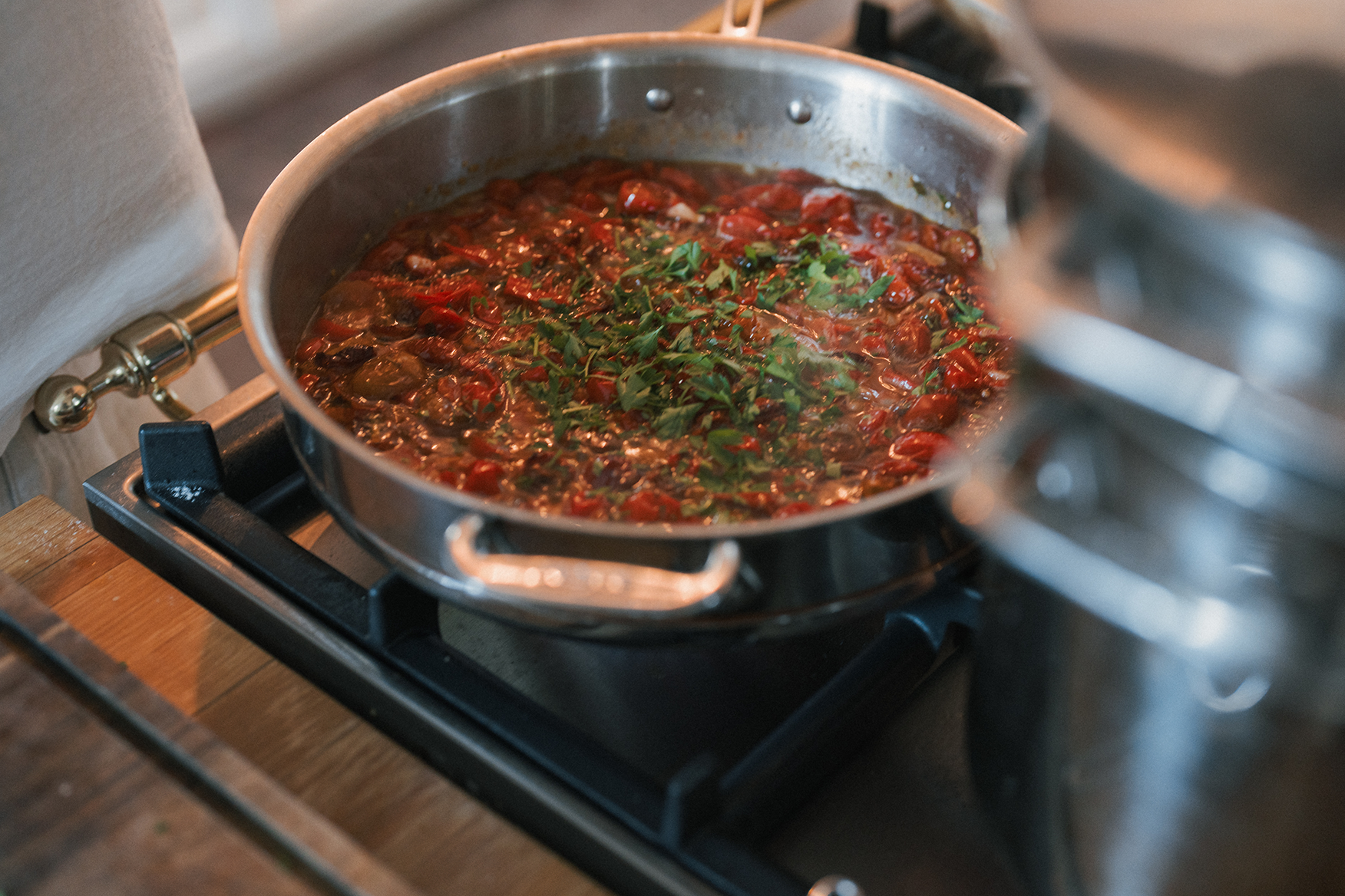Image of  In the same pan, add garlic and cook until fragrant...
