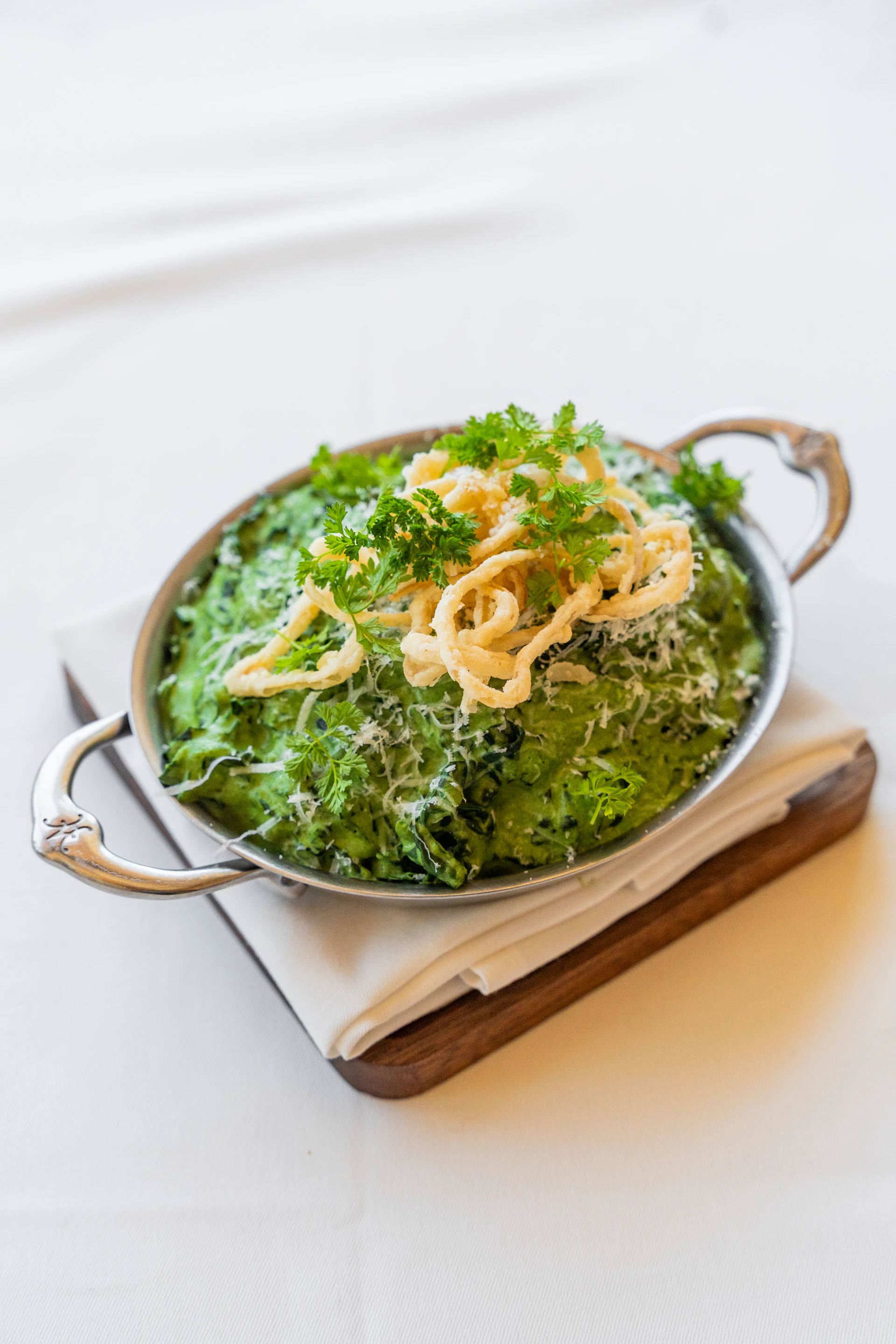 Double-Creamed Kale with Crispy Shallots