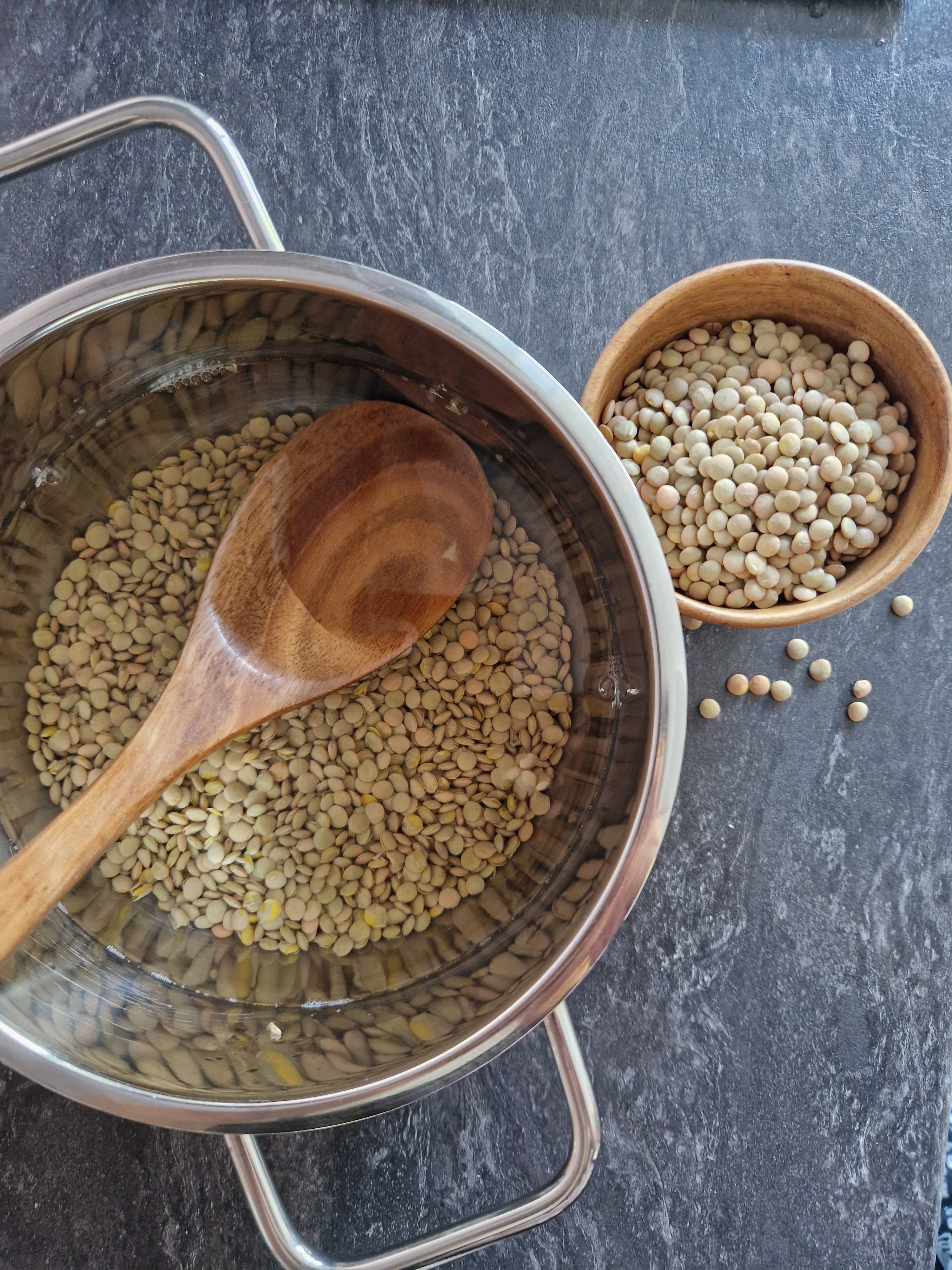 Meanwhile, wash the lentils and cook them without salt until...