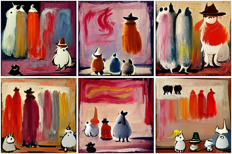 “Moomins in the style of Rothko”