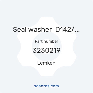 3230219 — Lemken — Seal washer  D142/111x2,5 в каталоге запчастей Lemken на scanros.com