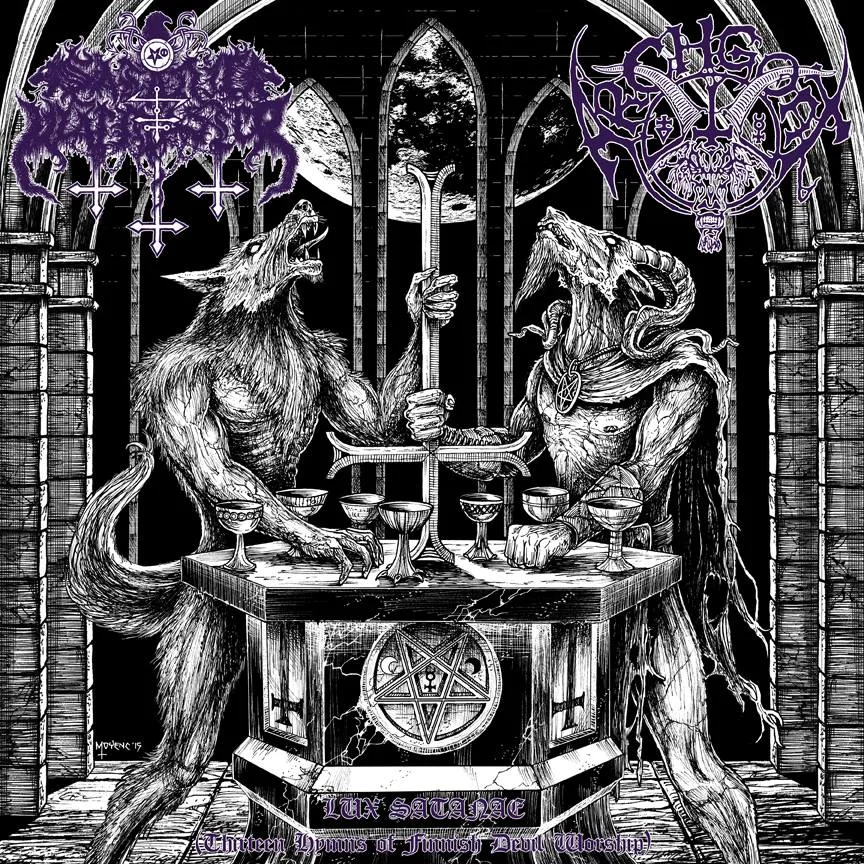 Official album cover art for the release Lux Satanae: Thirteen Hymns of Finnish Devil Worship by Satanic Warmaster