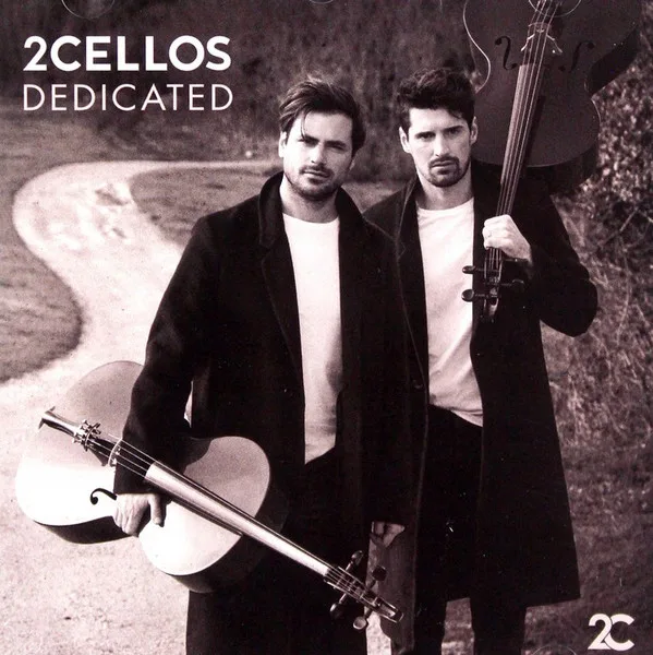 Official album cover art for the release Dedicated by 2CELLOS