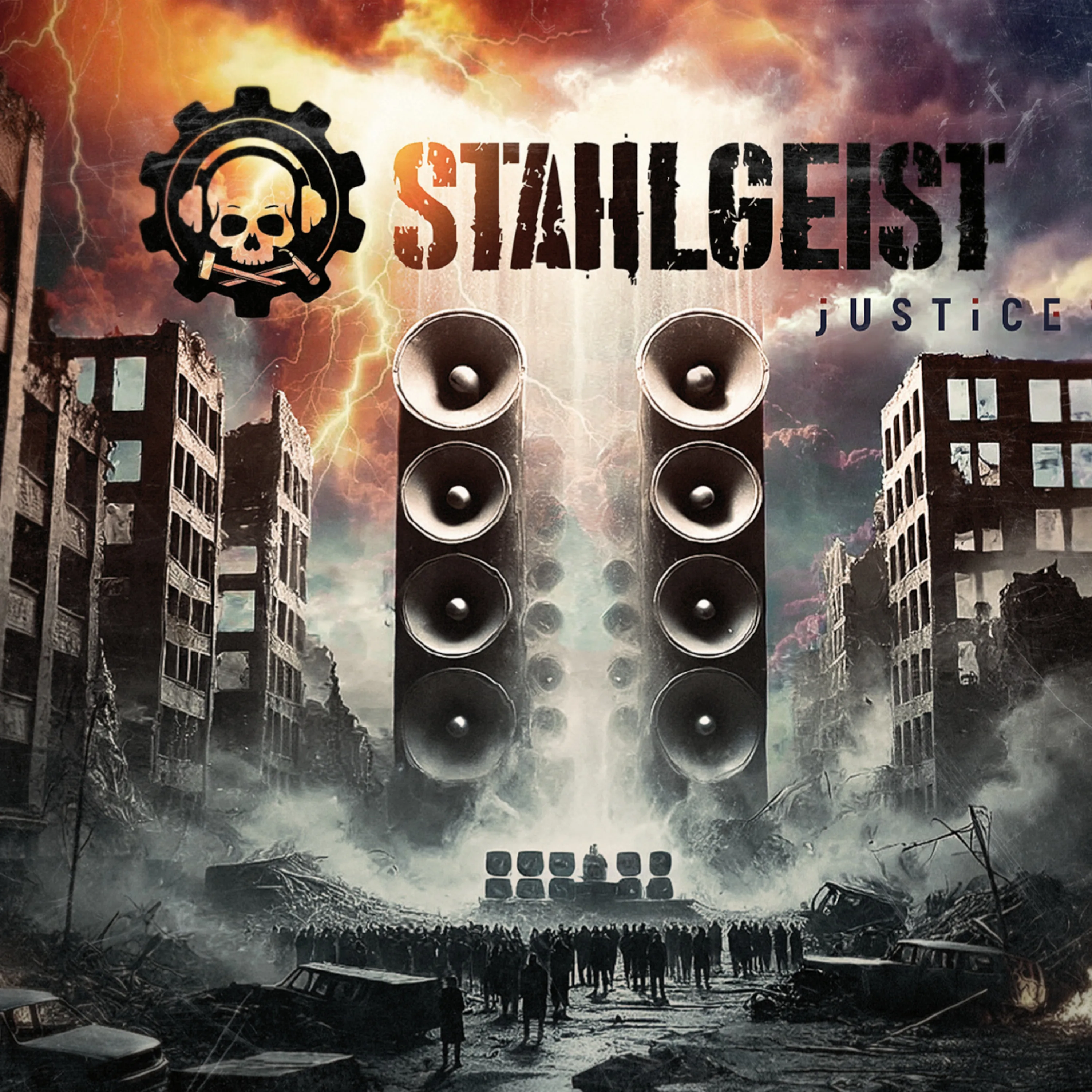 Official album cover art for the release Justice by Stahlgeist
