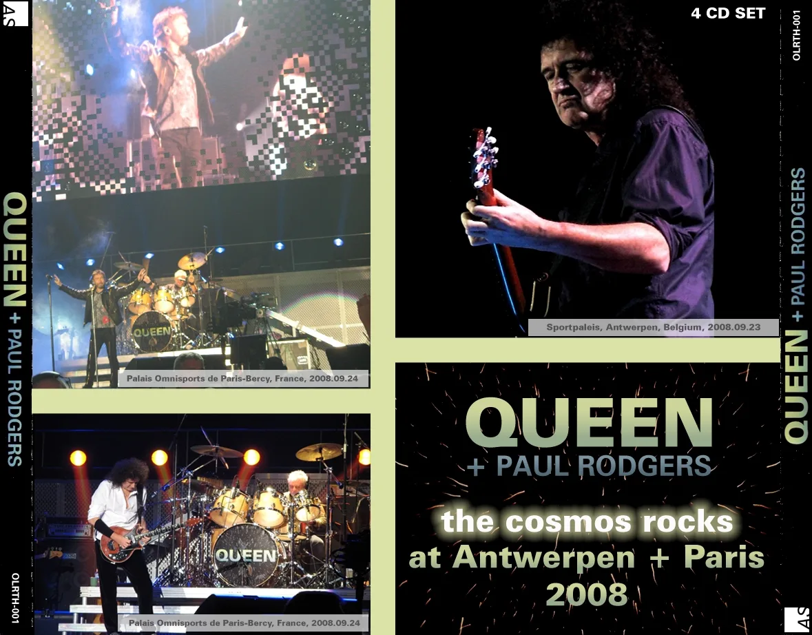 Official album cover art for the release The Cosmos Rocks at Antwerpen + Paris 2008 by Queen + Paul Rodgers