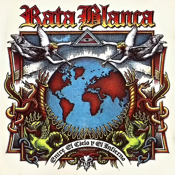 Official album cover art for the release Entre el Cielo y el Infierno by Rata Blanca