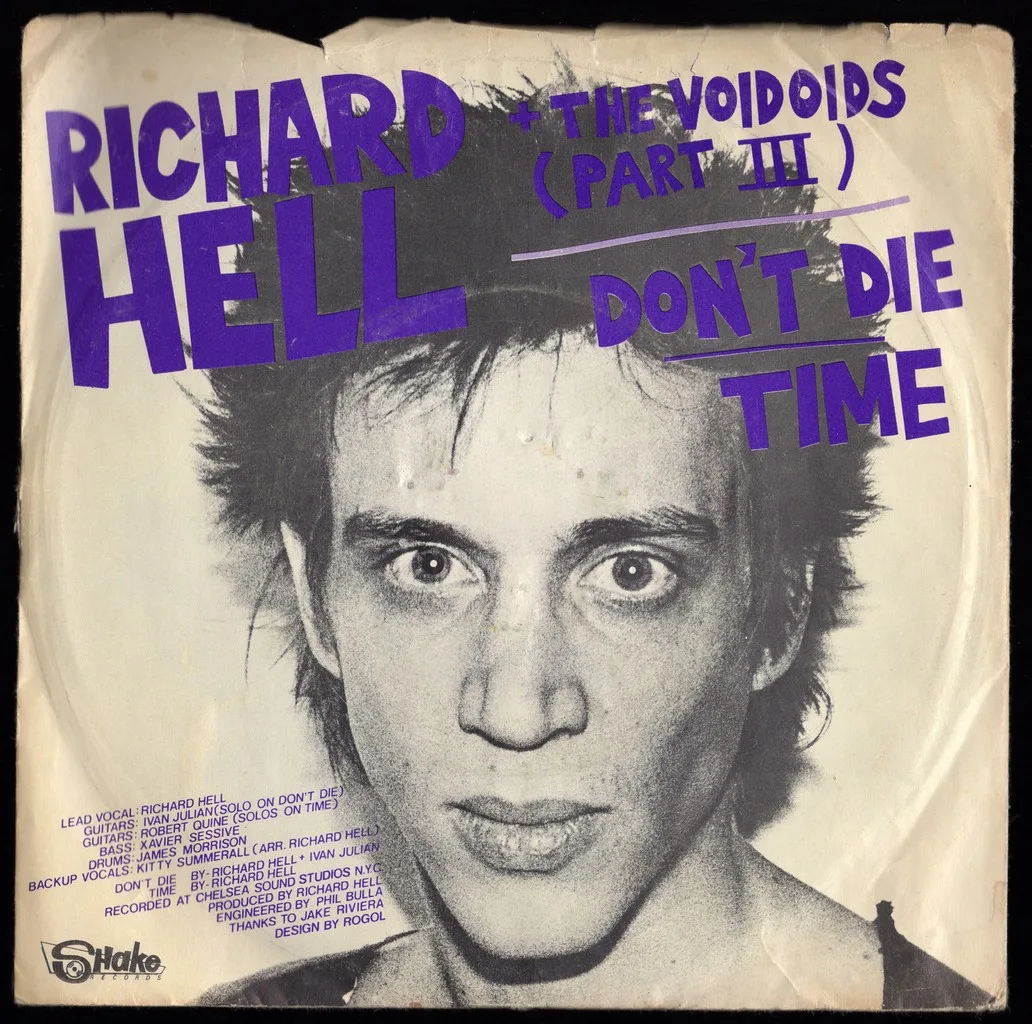 Official album cover art for the release Time / That’s All I Know (Right Now) by Richard Hell & the Voidoids