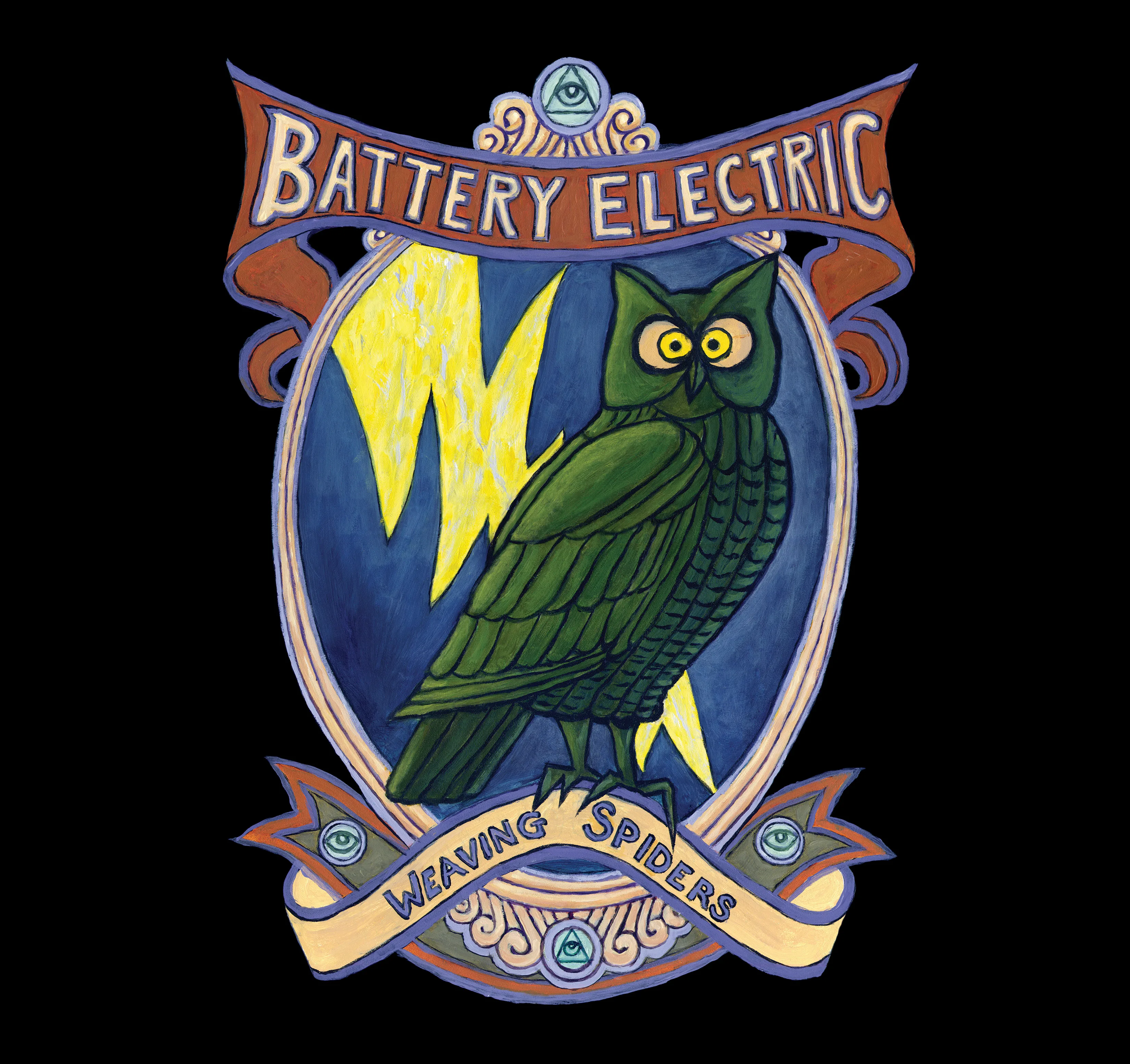 Official album cover art for the release Weaving Spiders by The Battery Electric