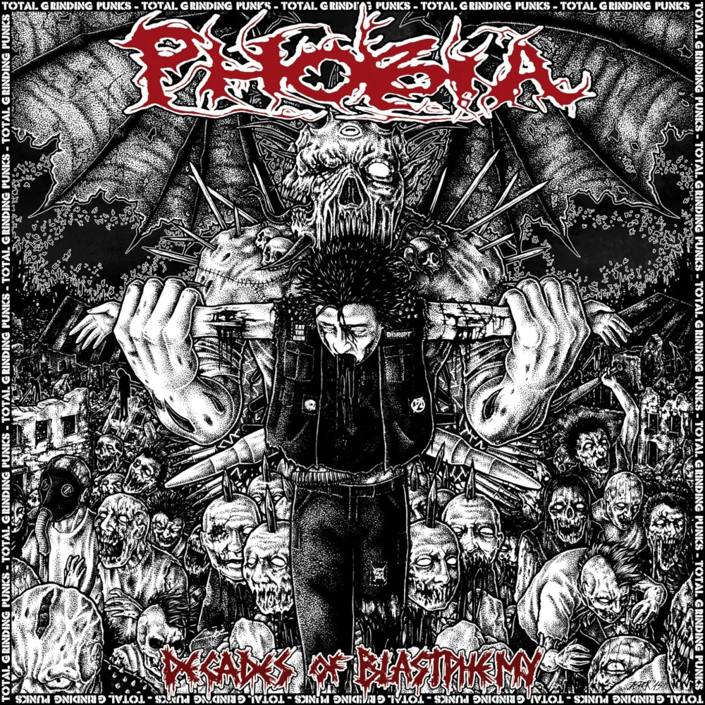 Official album cover art for the release Decades Of Blastphemy by Phobia