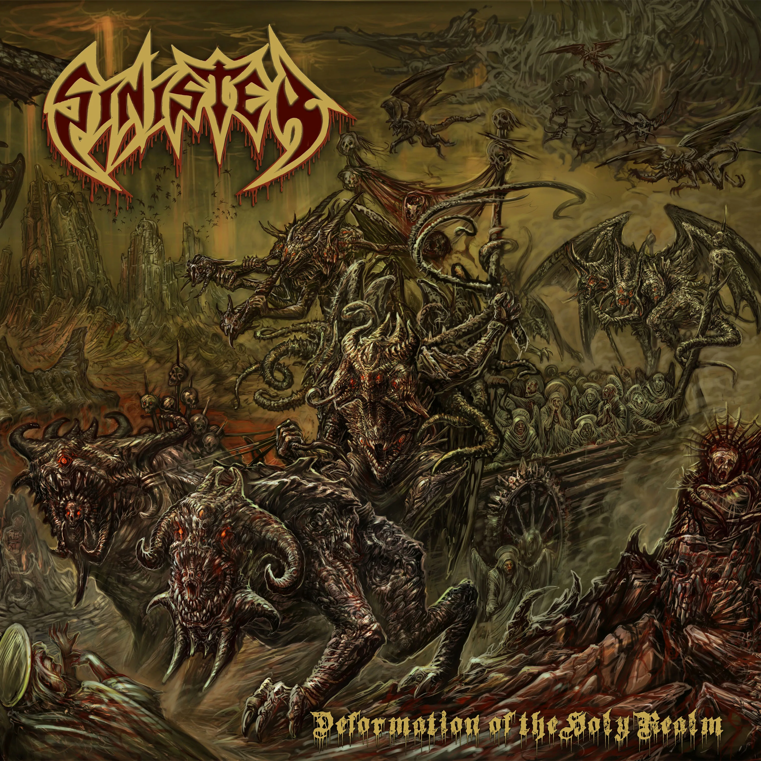 Official album cover art for the release Deformation of the Holy Realm by Sinister