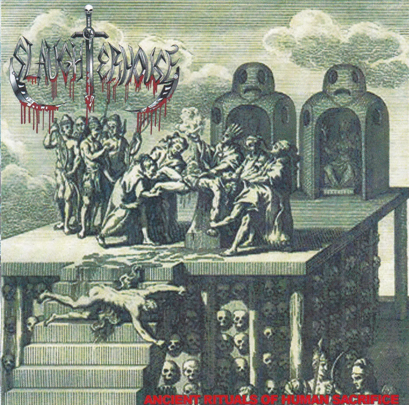 Official album cover art for the release Ancient Rituals of Human Sacrifice by Slaughterhouse