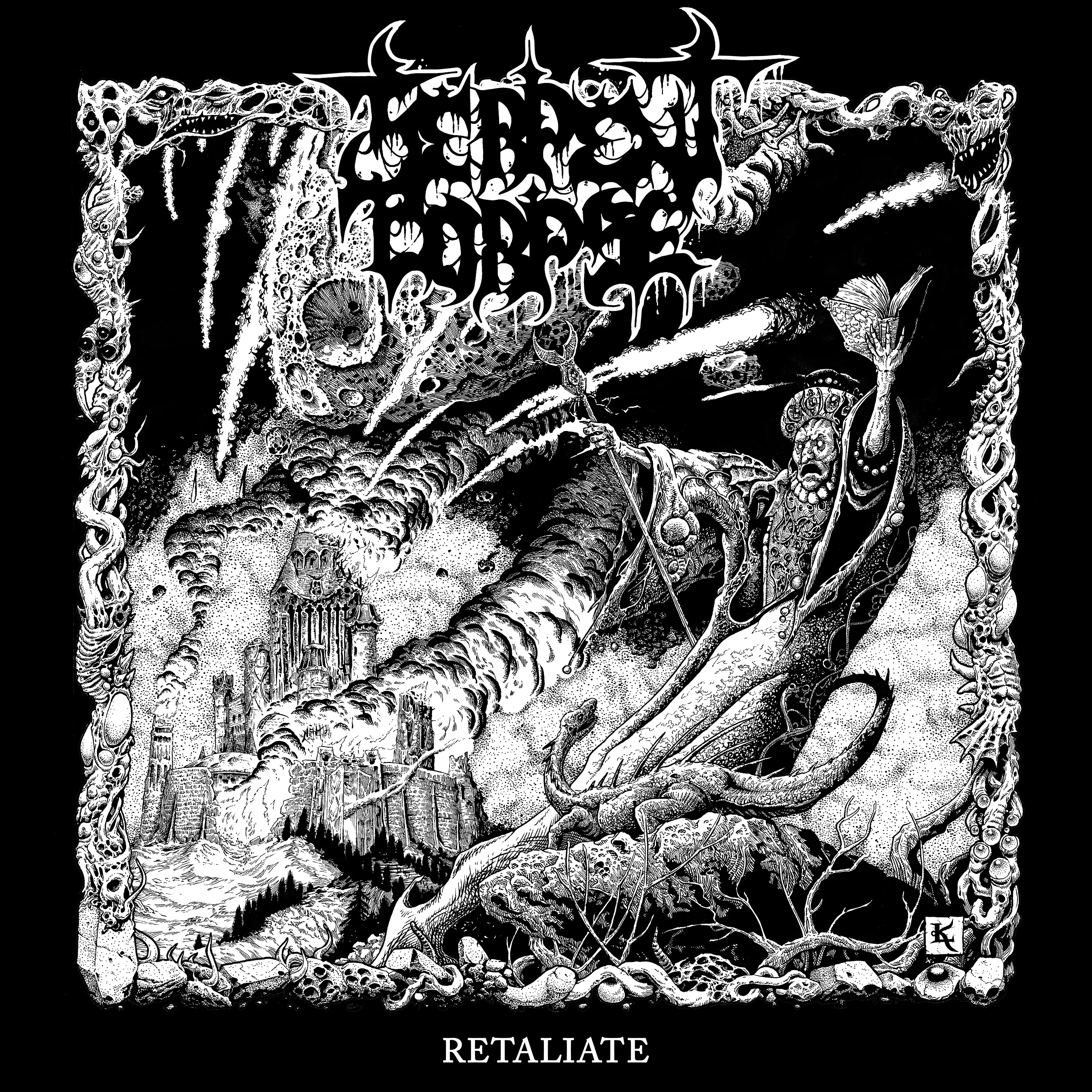 Official album cover art for the release Retaliate by Serpent Corpse