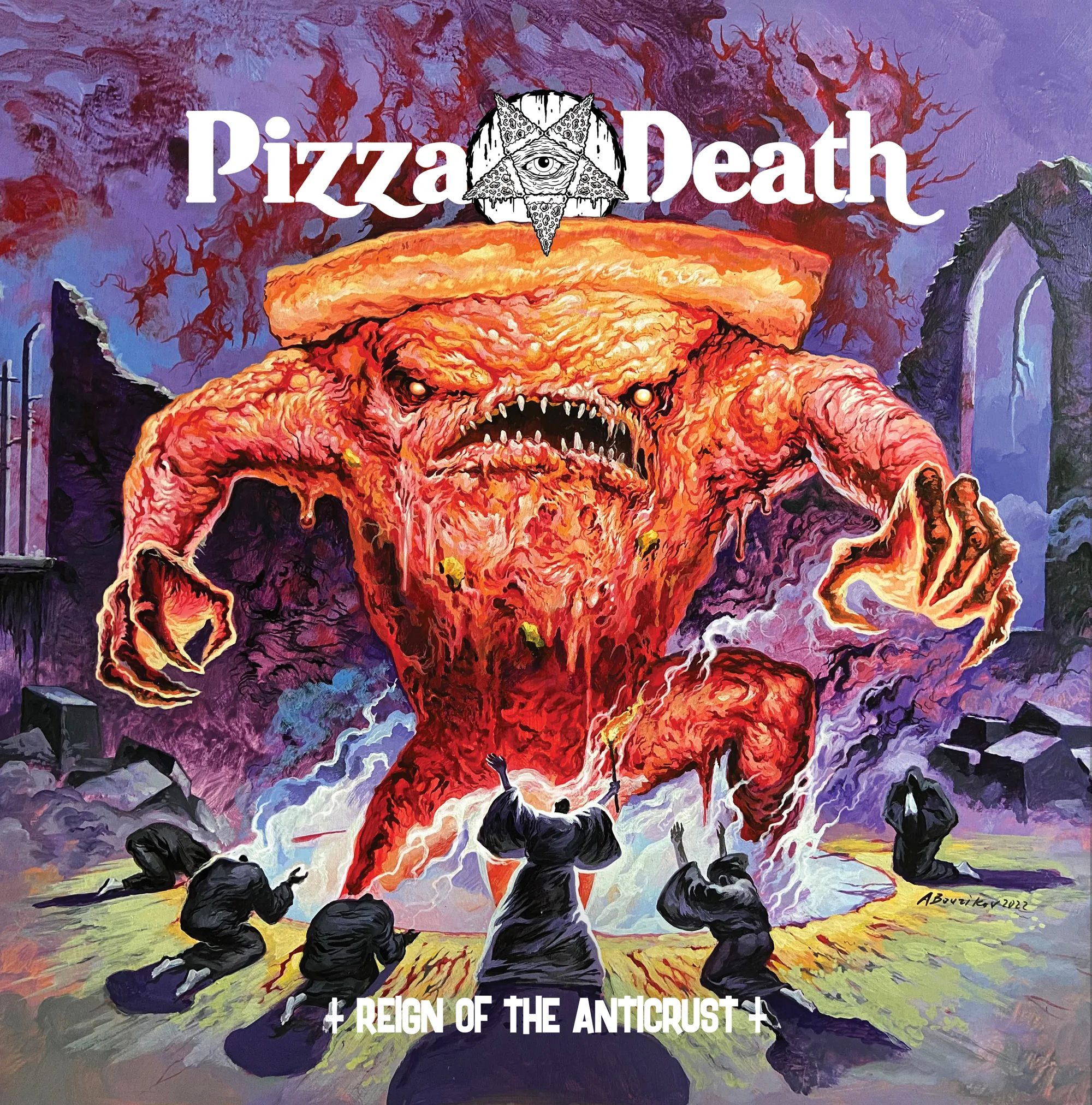 Official album cover art for the release Reign of the Anticrust by Pizza Death